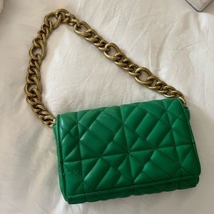 Zara Green quilted shoulder bag